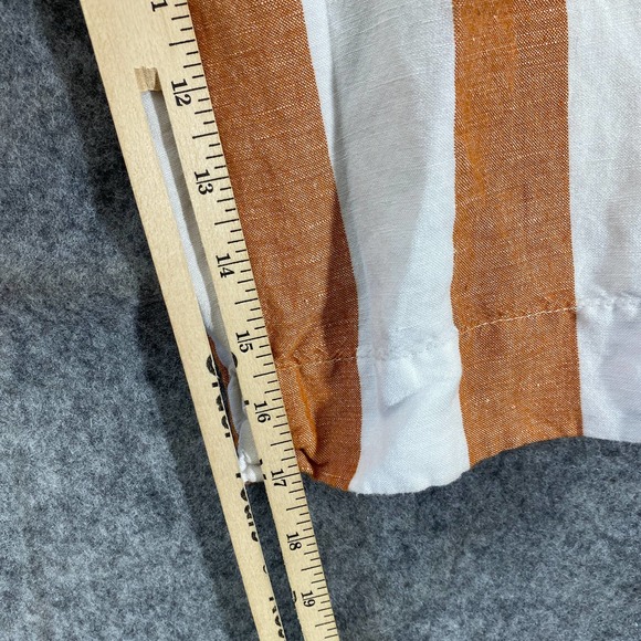 Madewell Pants XXS White Orange Evelyn Striped Huston Cropped Button Linen Blend - Picture 8 of 13